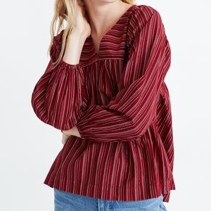 NWT Madewell Swingy Peasant Top in Metallic Stripe Size Medium